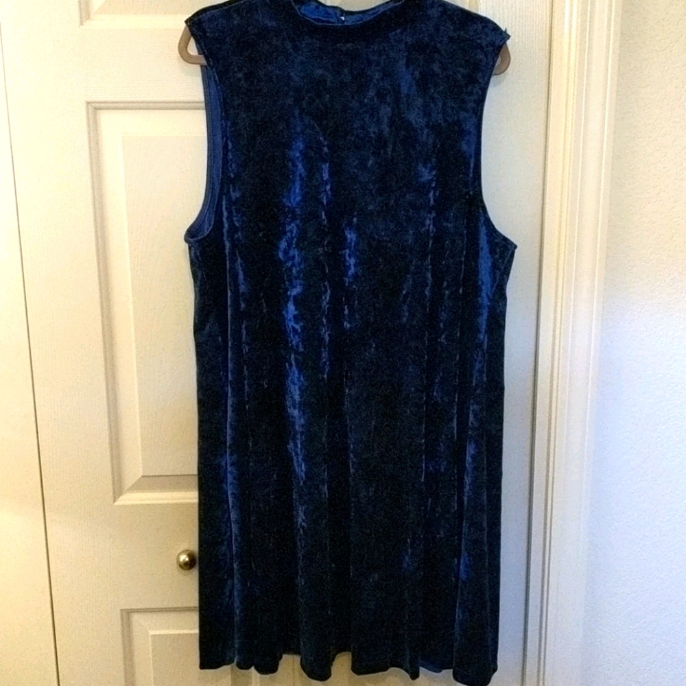 Modcloth blue velvet mock-neck swing dress